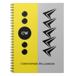 Initialnamen gelb und grau hinzufügen notizblock