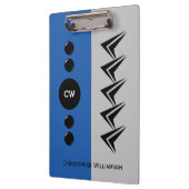 Initialnamen grau und blau hinzufügen klemmbrett (Links)