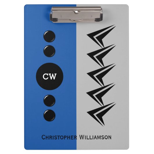 Initialnamen grau und blau hinzufügen klemmbrett (Vorderseite)