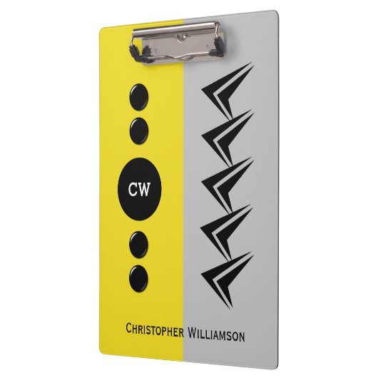 Initialnamen grau und gelb hinzufügen klemmbrett (Links)