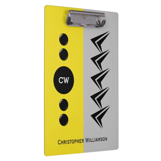 Initialnamen grau und gelb hinzufügen klemmbrett (Rechts)