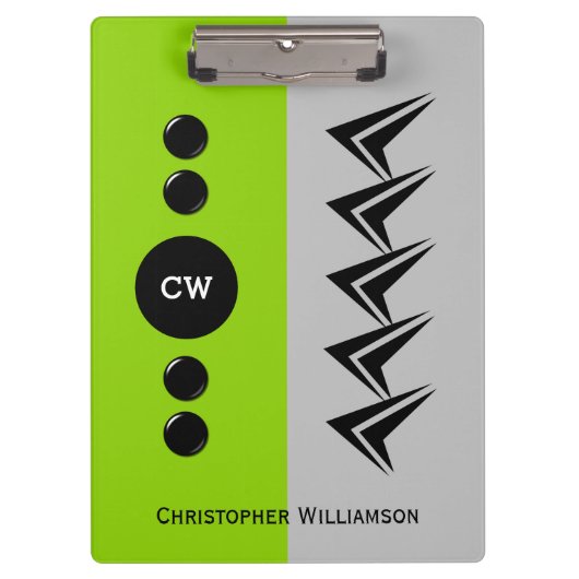 Initialnamen grau und grün hinzufügen klemmbrett (Vorderseite)