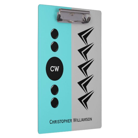 Initialnamen grau und türkis hinzufügen klemmbrett (Rechts)