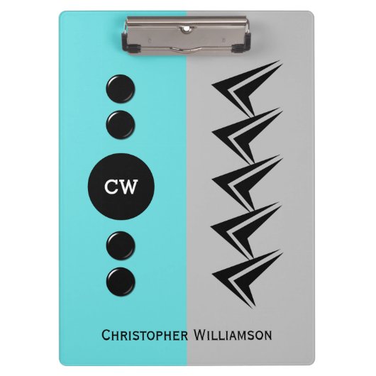 Initialnamen grau und türkis hinzufügen klemmbrett (Vorderseite)