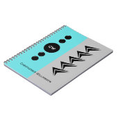 Initialnamen Türkis und Grau hinzufügen Notizblock (Linke Seite)