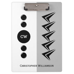 Initialnamen weiß und grau hinzufügen klemmbrett