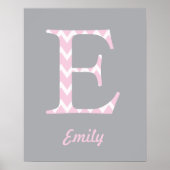 Initialposter "E" Personalisiert Zickzack Pink Nam Poster (Vorne)