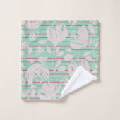 Initials baby shower pastel green floral modern badhandtuch set (Waschlappen)