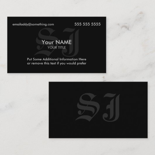 Initials Black Visitenkarte (Vorne/Hinten)