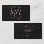Initials chic Rose Gold Skript einfache Tafel Visitenkarte (Vorne/Hinten)
