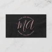 Initials chic Rose Gold Skript einfache Tafel Visitenkarte (Vorderseite)