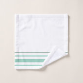 Initials cute green stripes minimalist White Badhandtuch Set (Waschlappen)