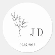 Initials & Datum Elegante Minimalistische Hochzeit
