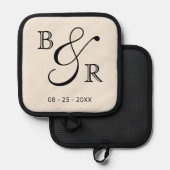 Initials für benutzerdefinierte Chic Calligraphy Topflappen (Vorderseite/Rückseite)