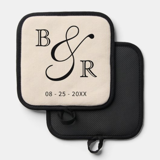 Initials für benutzerdefinierte Chic Calligraphy Topflappen (Vorderseite/Rückseite)