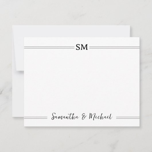 Initials für das Hochzeitmonogramm - Doppelname Pe Mitteilungskarte (Vorderseite)