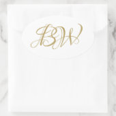 Initials für elegante Gold White Couples Monogram  Ovaler Aufkleber (Tasche)