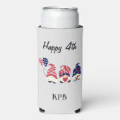 Initials, Happy 4th, Patriotic Gnomes, Light Gray Selters Dosenkühler (Seltzer Vorderseite)