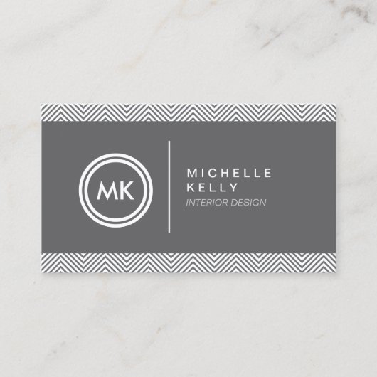 INITIALS-LOGO mit ZICKZACK PATTERN 2-Visitenkarte Visitenkarte (Vorderseite)