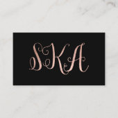 Initials makeup black faux rose gold typography 3 visitenkarte (Vorderseite)