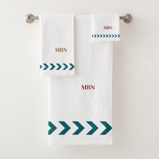 Initials minimalist blue abstracts White Badhandtuch Set (Insitu)