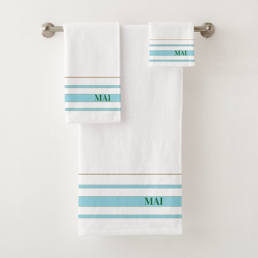 Initials minimalist blue stripes White background Badhandtuch Set (Insitu)