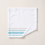 Initials minimalist blue stripes White background Badhandtuch Set (Waschlappen)