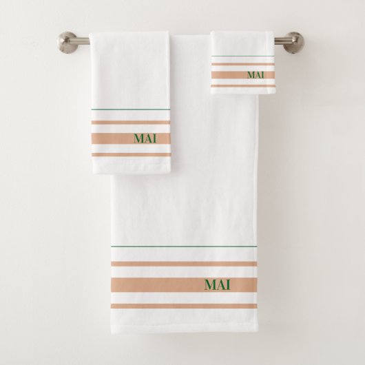 Initials minimalist earth tone Stripes White  Badhandtuch Set (Insitu)