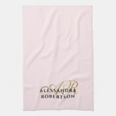 Initials Minimalistisch Pastel Pink Gold Schwarz S Geschirrtuch (Vertikal)