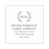 Initials Moderne botanische Zwei-Nachnamen Adresse Gummistempel (Prägung)