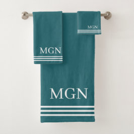 Initials Moderne marineblau Streifen Badhandtuch Set