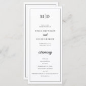 Initials Monogram Minimalistisch Wedding Program (Vorne/Hinten)