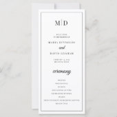 Initials Monogram Minimalistisch Wedding Program (Vorderseite)