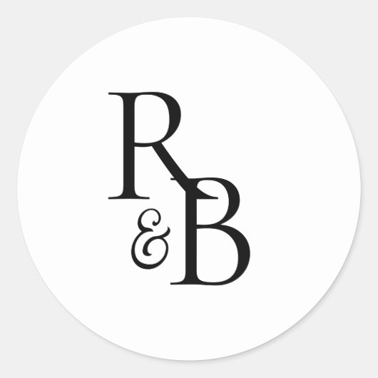 Initials Monogram Umschlag Hochzeitsticker für Sie Runder Aufkleber (Vorderseite)