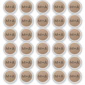 Initials monogramm rustikal braun Kraft schwarze H Aufkleber (Vorderseite)