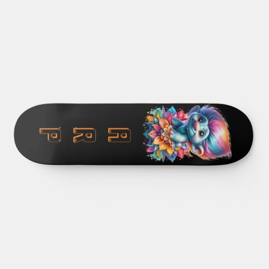 *~* Initials Neon Hair Rainbow AP89 Troll Skateboard (Horizontal)