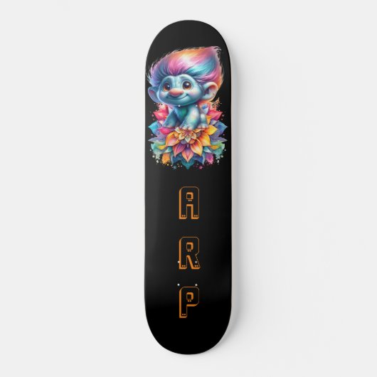 *~* Initials Neon Hair Rainbow AP89 Troll Skateboard (Vorderseite)