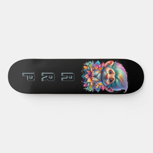 *~* Initials Neon Hair Rainbow Troll AP89 Skateboard (Horizontal)