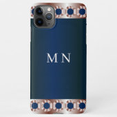 Initials Rose Gold Navy Blue Minimal Geometric iPhone Hülle (Rückseite)