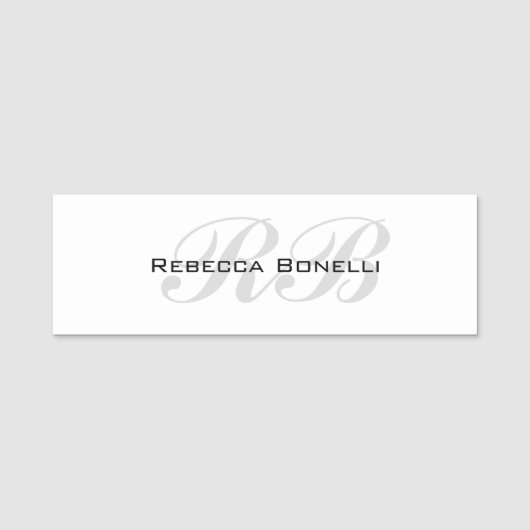 Initials Schlicht Stilvoll Namensschild (Vorderseite)