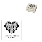 Initials Sophisticated Wedding Lace Floral Heart Gummistempel (Stempel)
