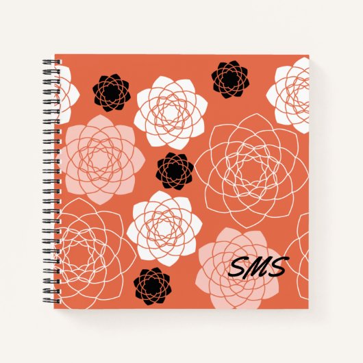 Initials Succulent Symmetry Terracota Notebook Notizblock (Vorderseite)
