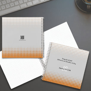 Initials Tagline Half Tone Gray Orange Werbung Notizblock