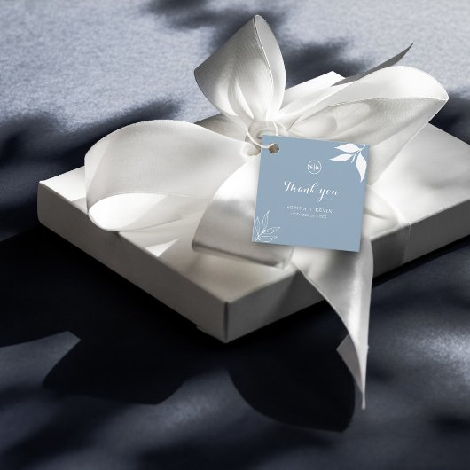 Initials von Dusty Blue Minima Branch Blätter Viel Geschenkanhänger