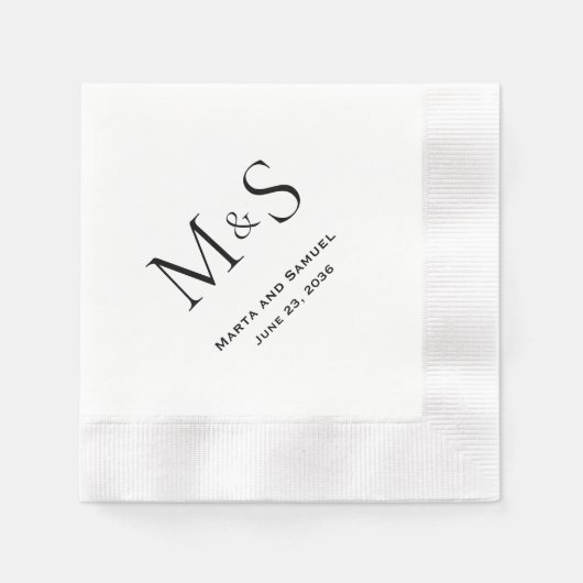 Initials Wedding Reception Cocktail Napkins Serviette (Vorderseite)