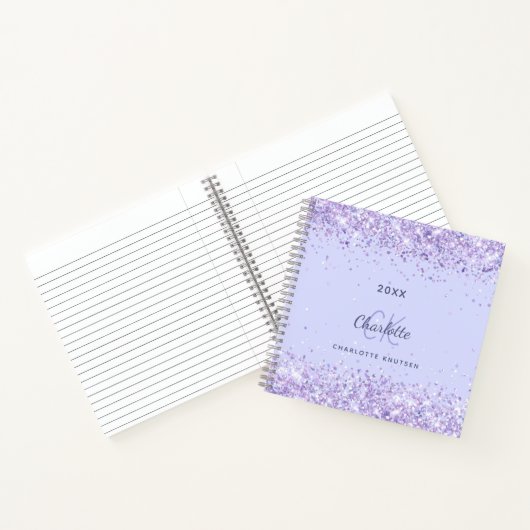 Initialskript für das Monogramm-Lavendel Notizblock (Innenseite)