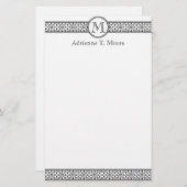 Initialstadium der Schwarz-weißen floralen Monogra Briefpapier (Vorne/Hinten)