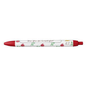 Initialstift für rote Tulip-Blume Muster Monogramm Kugelschreiber