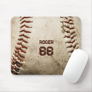 Initialzahl für rustikale Baseballnamen Vintag Mousepad