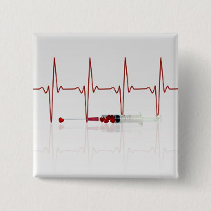 Injektion mit rotem Herzen Button